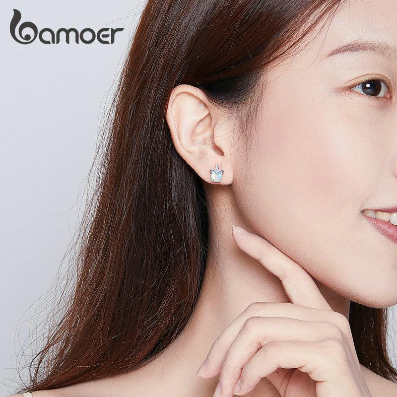 Серьги BAMOER в виде единорога из стерлингового серебра 925 пробы