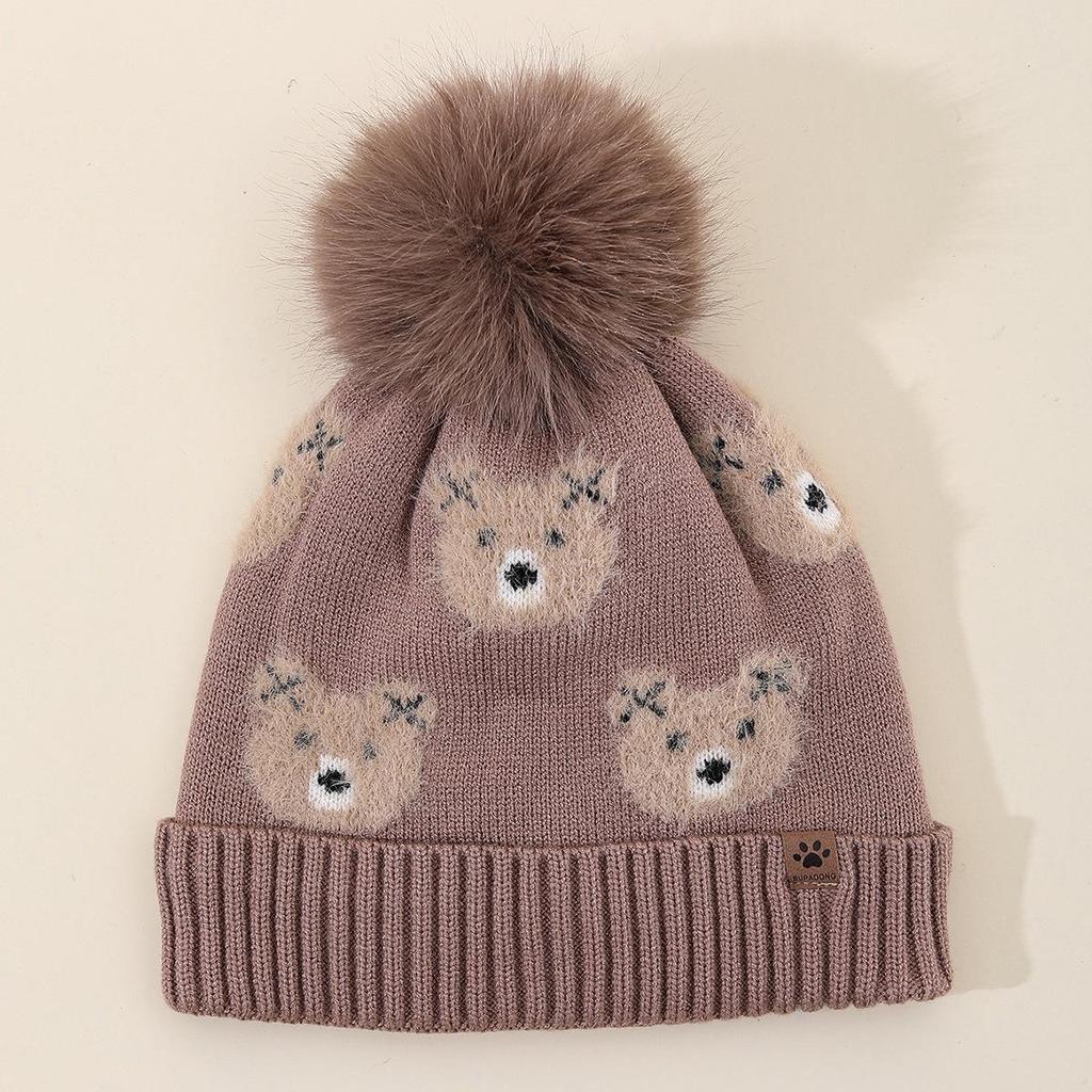 Очаровательная детская шапка с помпоном и подкладкой из флиса «Медвежонок» - Уютный вязаный зимний аксессуар