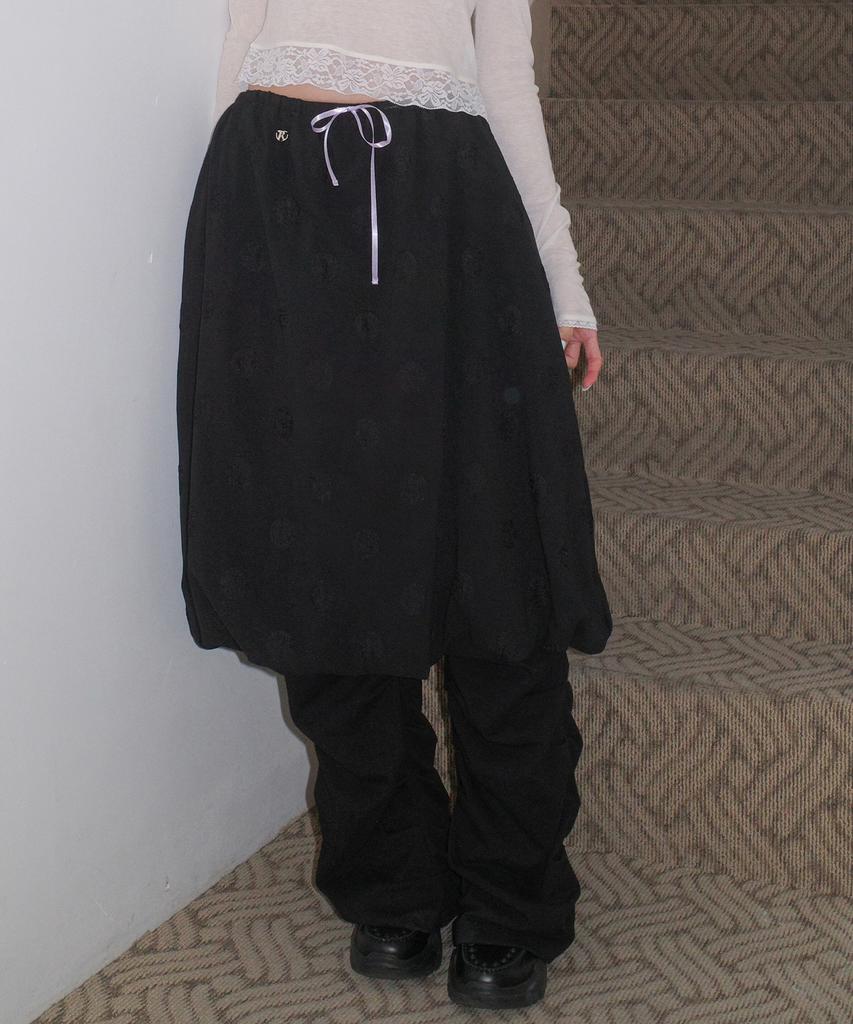 Faike Dot Balloon Multi Skirt_Black
