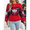 Women S Long Sleeve Pullover Sweater Snowman Jacquard Christmas Casual