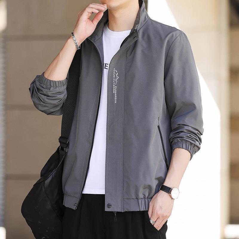 Мужские куртки Весной и Осенью Новые Модные Брендовые Свободные Куртки со Стойкой для Мальчиков Красивые Мужские Топы