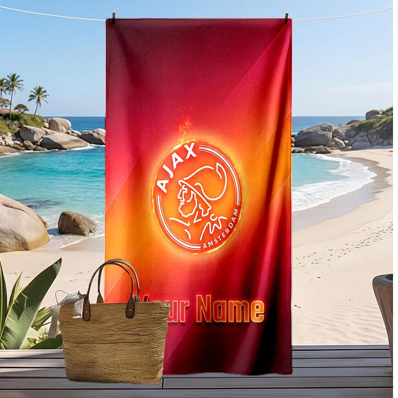 Ajax Amsterdam Personalized Printed Beach Towel Soccer Logo Support Custom Name Text Absorbent Towel For Sport Travel Special Gift