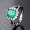 BELLA BOX Регулируемые кольца с зеленым цирконом квадратной формы для женщин, роскошное свадебное обручальное кольцо с зеленым драгоценным камнем