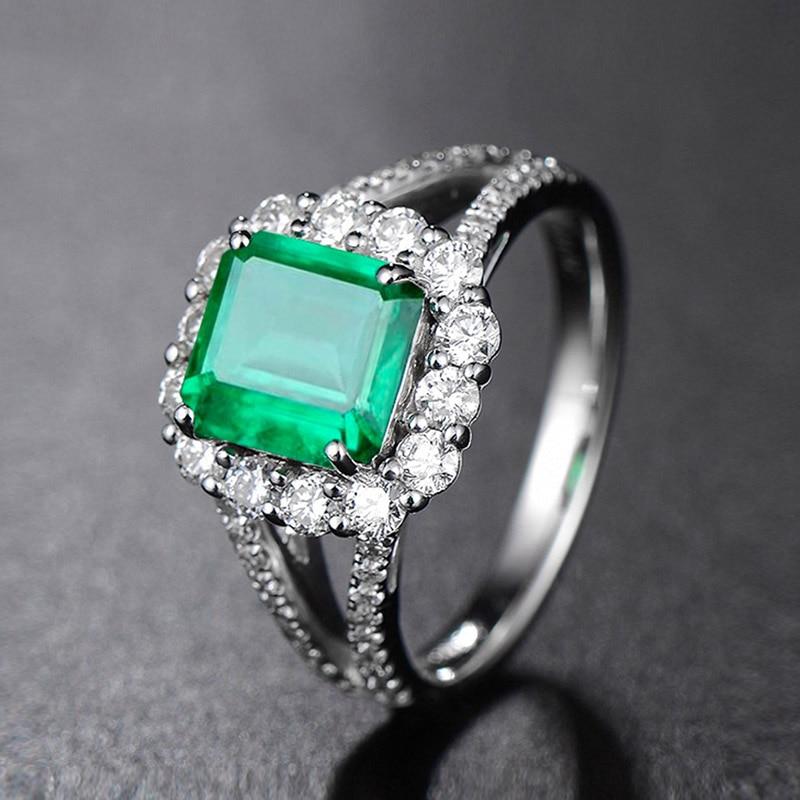 BELLA BOX Регулируемые кольца с зеленым цирконом квадратной формы для женщин, роскошное свадебное обручальное кольцо с зеленым драгоценным камнем