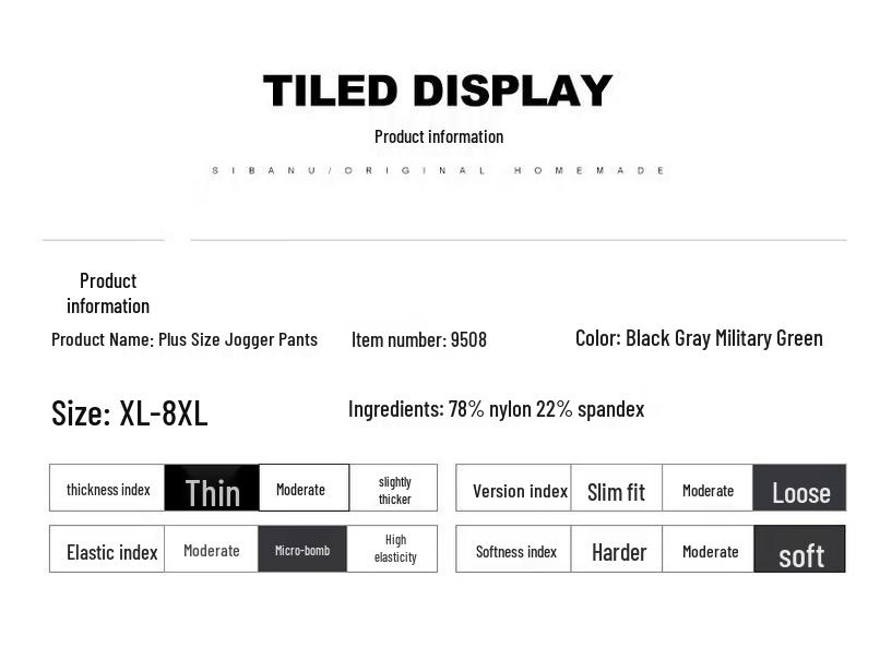 Dibenze Men's Plus Size Loose Fit Summer Sports Trousers