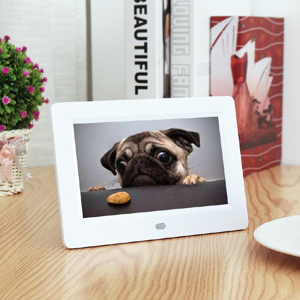 Цифровая фоторамка 7 дюймов HD TFT-LCD 1024x600 Цифровая фоторамка Будильник MP3 MP4 Видеоплеер