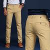 Men Straight Long Pants Straight Slim Male Classic Black Khaki Business Office Casual Trousers