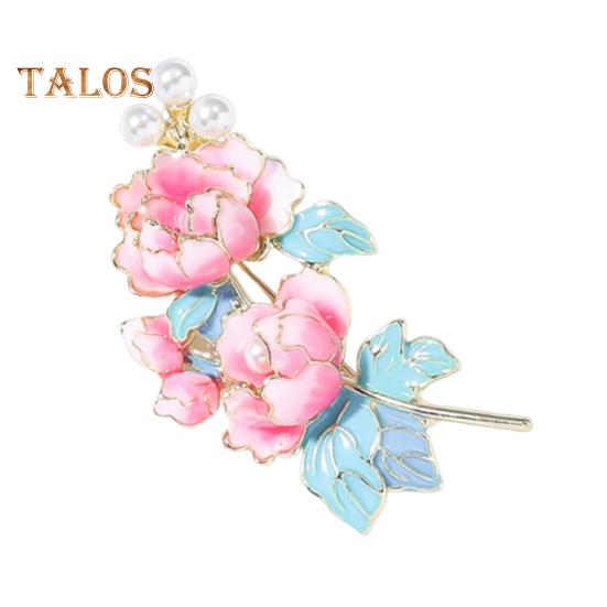 Brooch Pin Flower Shape Faux Pearls Decor Enamel Pin Fine Craftsmanship Collar Coat Badge Clothing Decoration