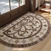 60*90cm Retro Pebble Semi-circular Floor Mat, Entrance Foyer Carpet, Dirt-resistant and Easy-to-maintain Crystal Velvet Floor Mat