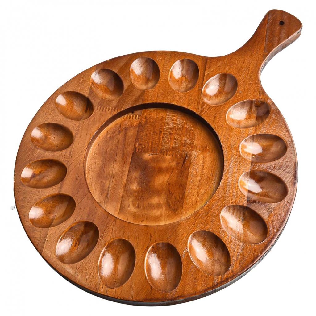 Блюдо для фаршированных яиц Круглая подставка для яиц Деревянный поднос для фаршированных яиц Поднос для хранения