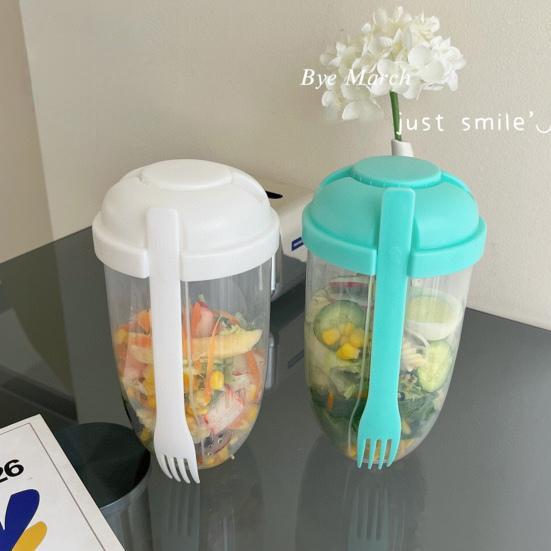 Чашка для салата 1000 мл с вилкой, портативная портативная чашка с низким содержанием жира для диетических блюд, фруктов и овощей, закуска для улицы