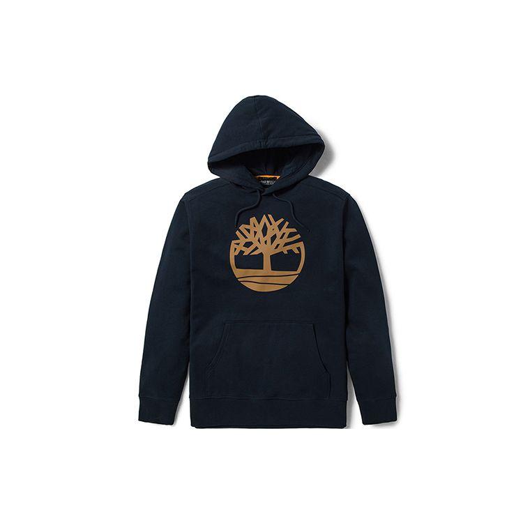 Timberland Толстовка с капюшоном на флисовой подкладке с логотипом дерева Мужские худи Черный A2BJH-P56