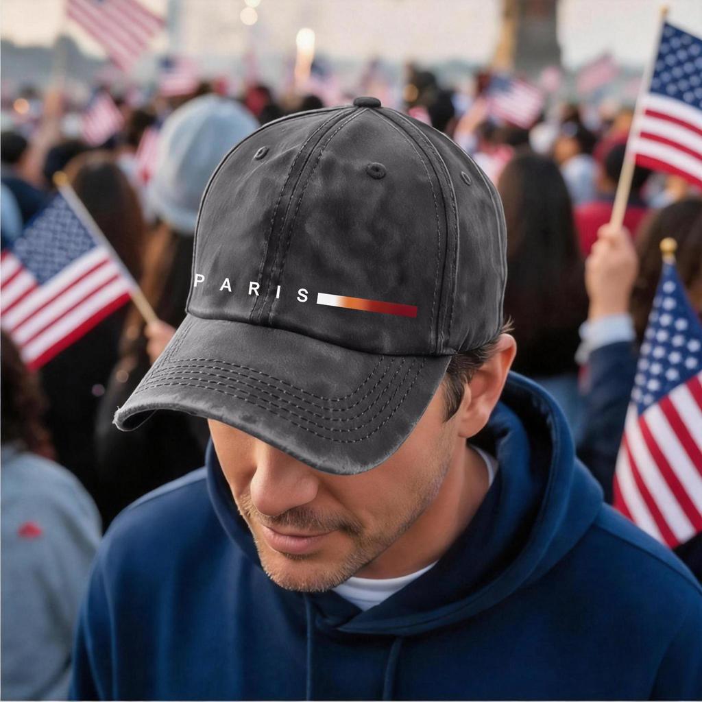 Men's and women's distressed washed casual baseball caps, trendy letter patterned hats