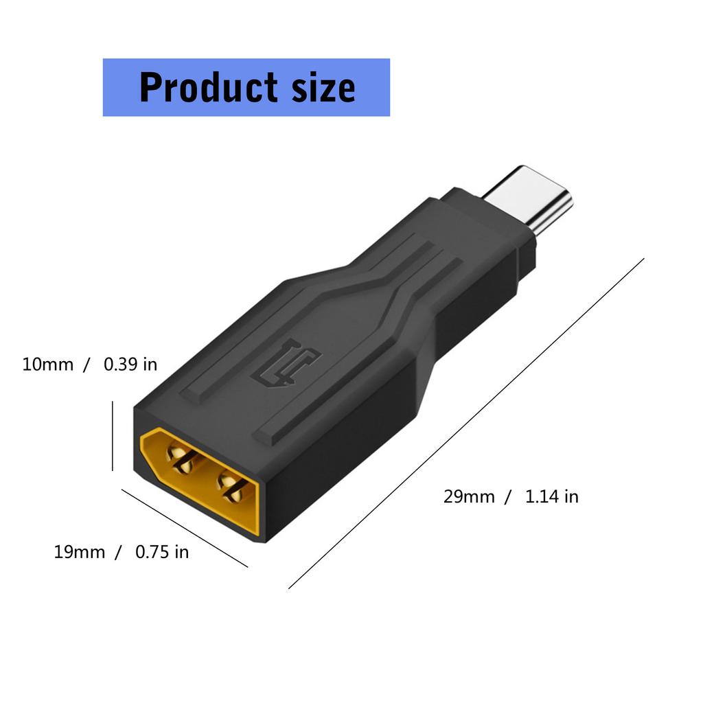 XT60 Male to Type C Male адаптер разъем подходит для моделей с дистанционным управлением поддерживает быструю зарядку 100 Вт и подачу питания