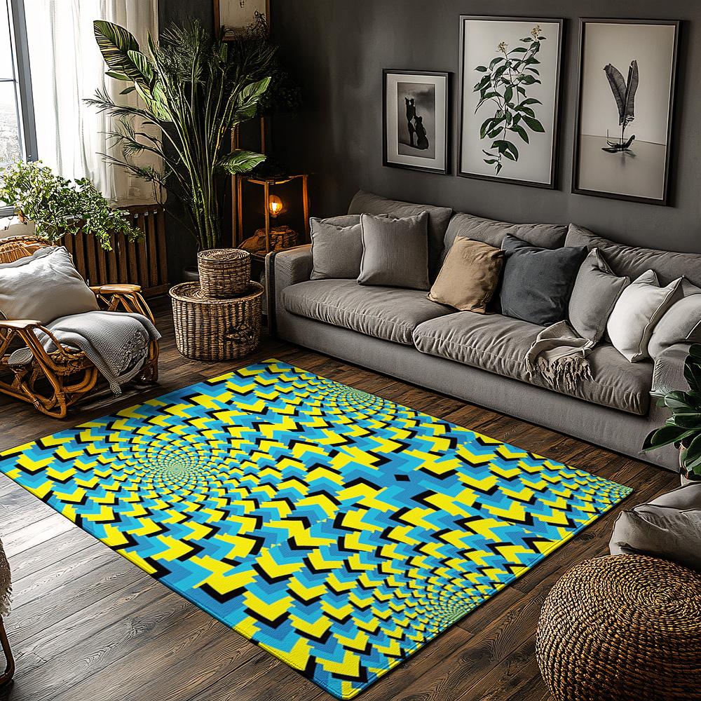 Tuniu Geometric Psychedelic Rainbow Swirl Area Rug Non-Slip Home Floor Carpet Mat