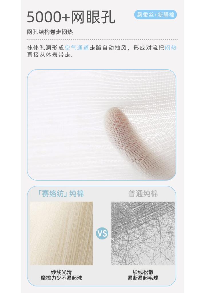 Summer thin antibacterial and cool feeling mulberry silk cotton short socks