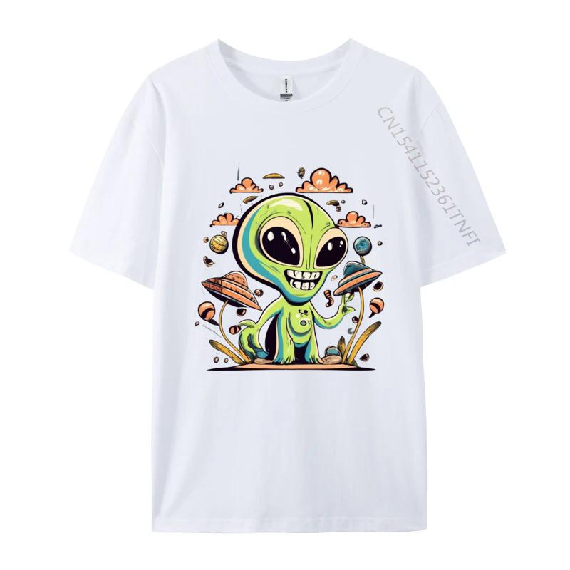 Alien T-shirt Outer Space Spacecraft T-shirt Soft Cotton Top Tees Streetwear 2024 T Shirt