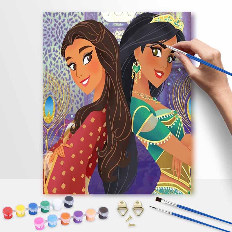Disney oil painting painting kit Aladdin Jasmine home bedroom wall decoration creative handmade gift