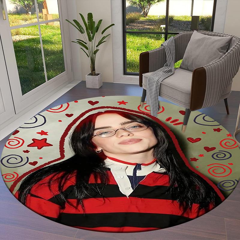 Круглый ковер Billie Eilish, Ковер для гостиной, спальни, дивана, игровой комнаты, Декор, Нескользящий коврик для пола