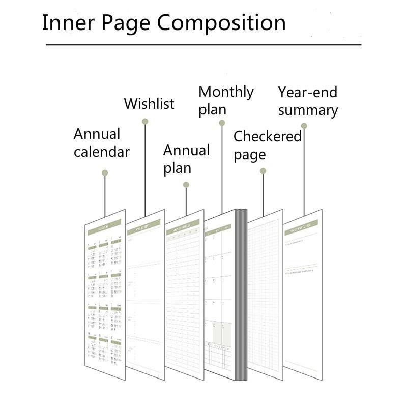 2020 Черная обложка Календарь Блокнот Журнал А4 Органайзер Еженедельный Ежемесячный Планировщик Канцелярские Товары Для Офиса Школьные Принадлежности