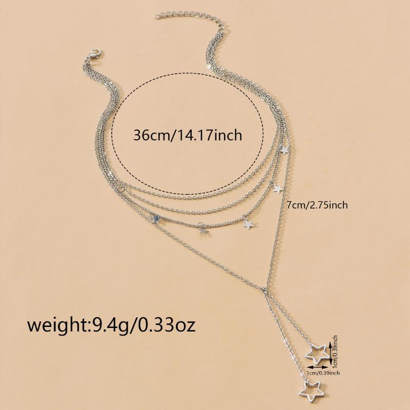 Long Tassel Hollow Star Pendant with More Than 100 Layers, Stacked Star Necklace, High-end Fashion Jewelry