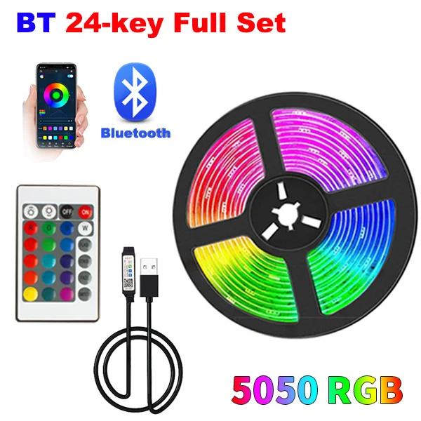USB 5V Светодиодная лента RGB 5050 Светодиодная лента для стены, комнаты, с управлением через приложение и пульт ДУ, гибкая светодиодная лента, диодные огни для украшения комнаты, дома