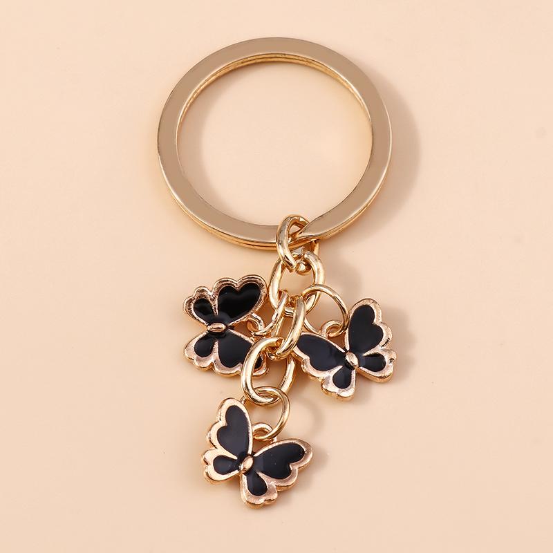 Cute Colorful Butterfly Keychains Enamel Animal Keyrings Souvenir Gift for Women Men Handbag Pendants Key Chains DIY Accessories