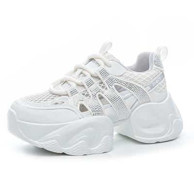 Модные 7 см сетчатые PU синтетические балетки летние женские массивные кроссовки тапочки платформа танкетка микрофибра кожа блестящие сандалии обувь