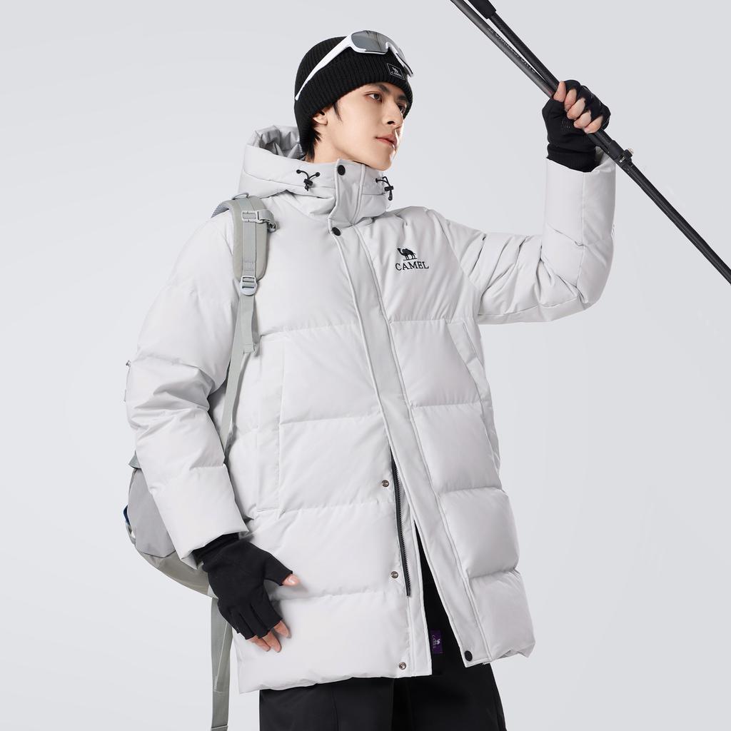 CAMEL Windproof Hooded Thickened Heat Retaining Thermal Cold Resistant Waterproof Mid Length Down Jacket Puffy Unisex M14CA6B663