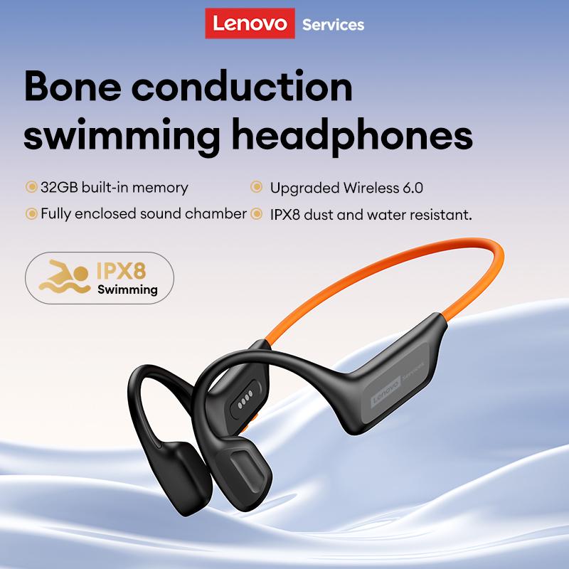 Lenovo S106 True Bone Conduction Headset Bluetooth 6.0 IPX8 Waterproof Headphones 32GB MP3 HIFI Earphones With MIC For Swimming