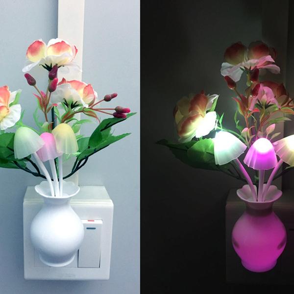 1 шт., семицветная автоматическая смена цвета, вилка стандарта США, индукционная лампа Dream, гриб, гриб, Luminaria, 220 В, светодиодный цветок