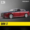 New 1:24 BMW 7 Series I7 G70 Alloy Luxy Car Model Diecast Metal Pure Electric Vehicles Limousine Car Model Sound Light Kids Toy Gift