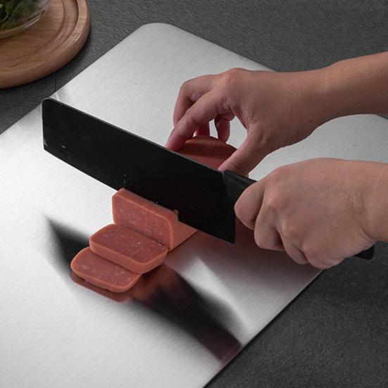 Двусторонняя разделочная доска для кухни, быстроразмораживаемая, устойчивая к трещинам разделочная доска из нержавеющей стали для мяса, фруктов, овощей