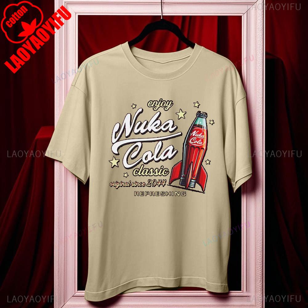 Футболка унисекс из мягкого хлопка Nuka Cola Fallout, смешные футболки, винтажная красная футболка 2044, топы, подарок для фаната, мужская одежда харадзюку
