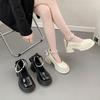 Fairy Style Thick Heel Mary Jane Single Shoes Women's Autumn New Pearl Chain Bow High Heel Small Leather Shoes