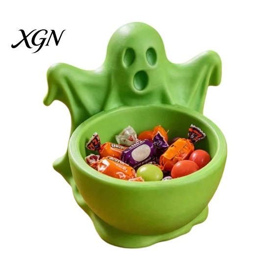 Creative Desk Storage Ornament 3D Printed Ghost Candy Bowl for Halloween Party Decorations, Multi-functional Desktop Cute Supplies Organizer Trinkets