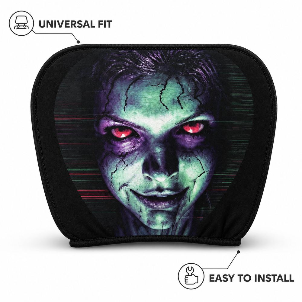 Polyester Car Headrest Cover Graphic Printed Car Neck Pillow Cover  Car Interior Decor