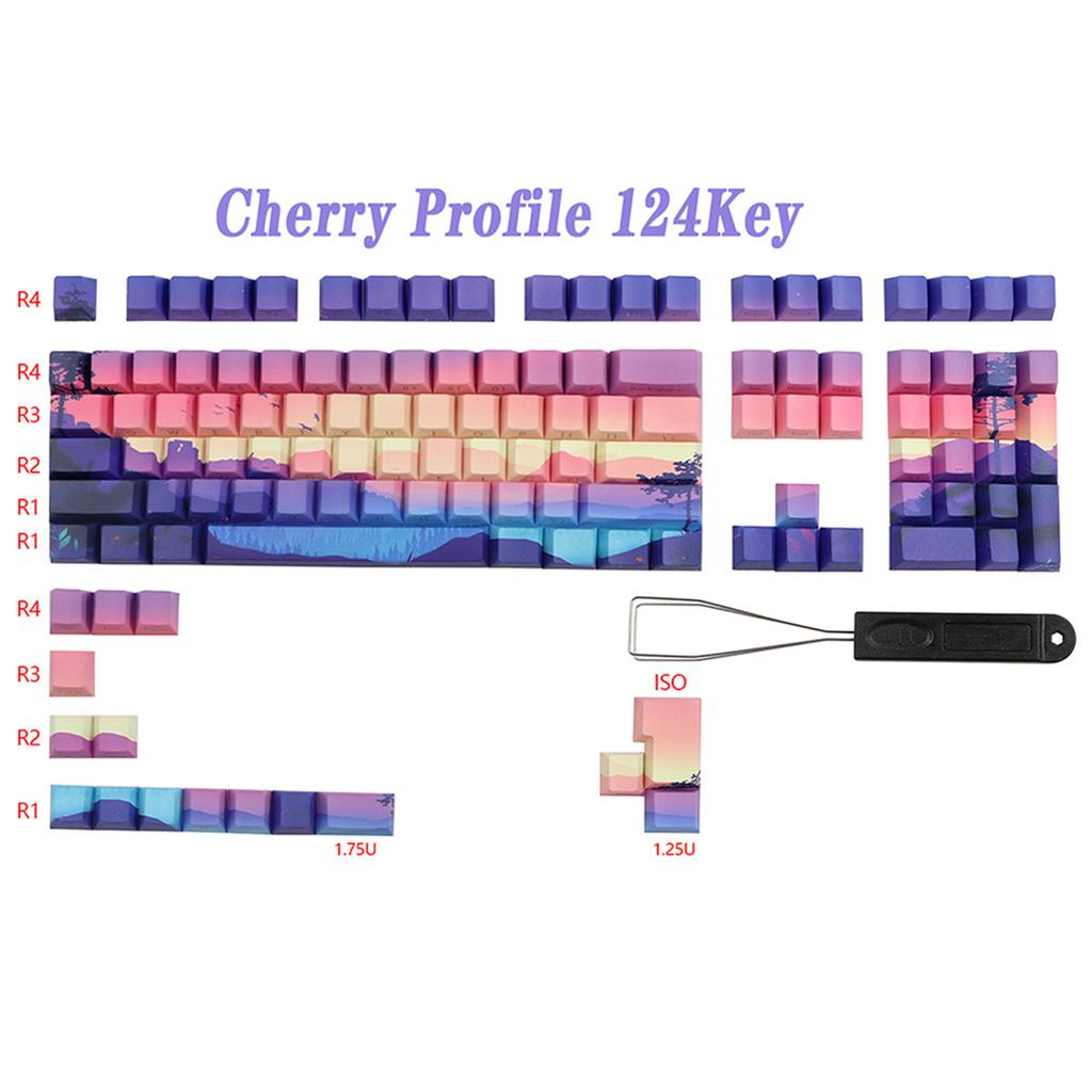 Колпачки для ключей Double Shot PBT, 124 клавиши, фиолетовый Dreamland, индивидуальный набор колпачков для ключей, колпачки для клавиш с дополнительной подсветкой для переключателя MX