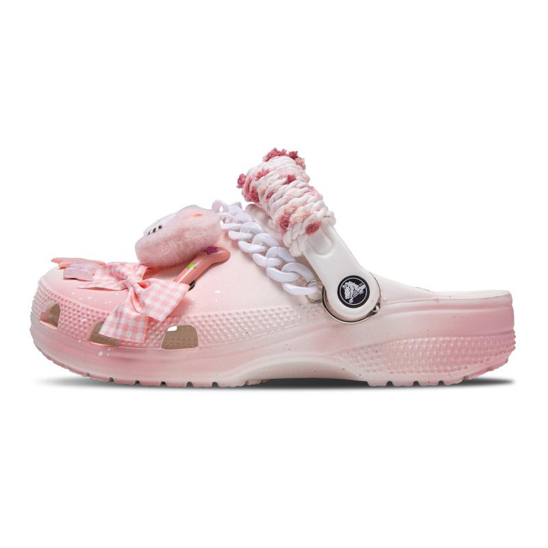 Crocs Классические клоги Cat Leader Smart Игривые Девичьи Сердечки Универсальные и Удобные Дырочные Туфли Унисекс Розовые и Белые