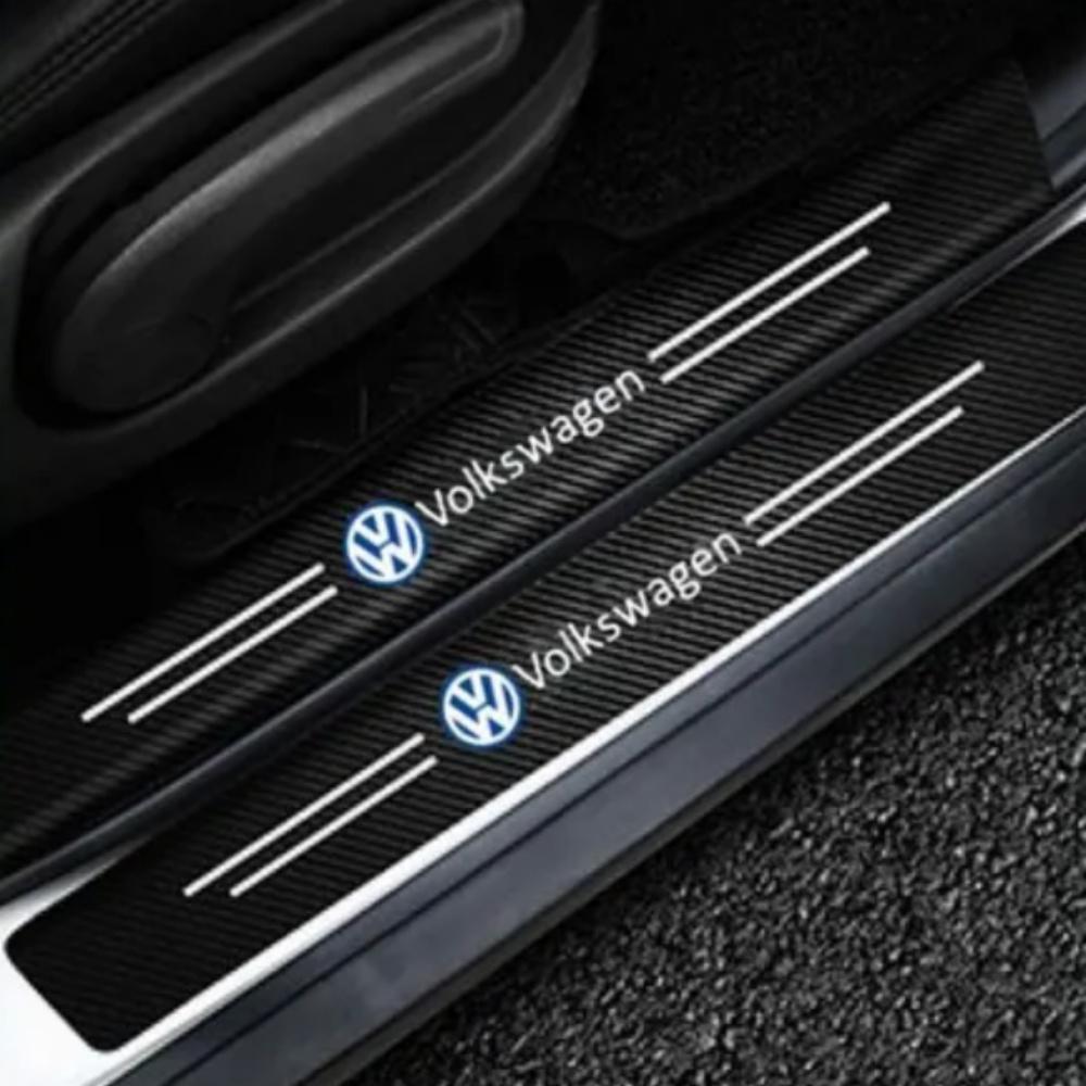 4 шт. Накладка на порог автомобиля, дверная накладка, накладка на порог, наклейка для защиты от царапин для Volkswagen