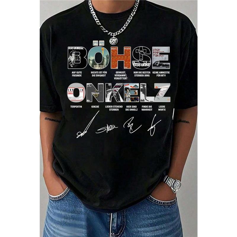 Футболка с мерчем группы Böhse Onkelz Global Tour Немецкая хэви-метал группа Футболка Оверсайз Y2k Повседневная Хлопок Свободные Мужские Женские Футболки Женская Мужская Одежда