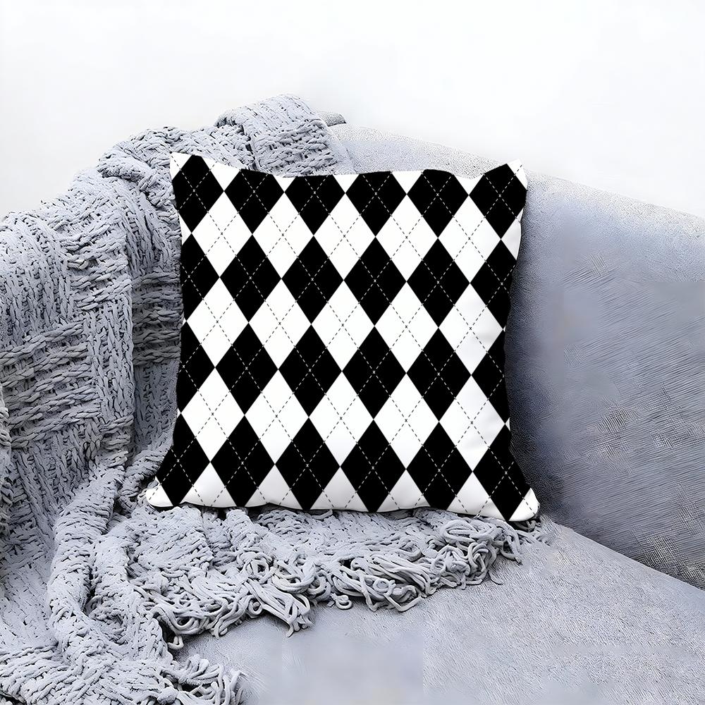 Shiny Diamond Pattern Print Cushion Cover Premium Comfort Reversible Pillow Cove Two in One Design for Any Room Car Interior