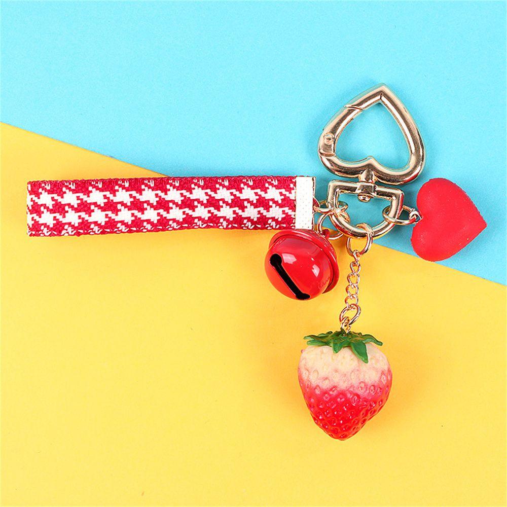 Holder Simulation Fruit Interior Accessories Keyrings Strawberry Keychain Jewelry Gift Bell KeyRing