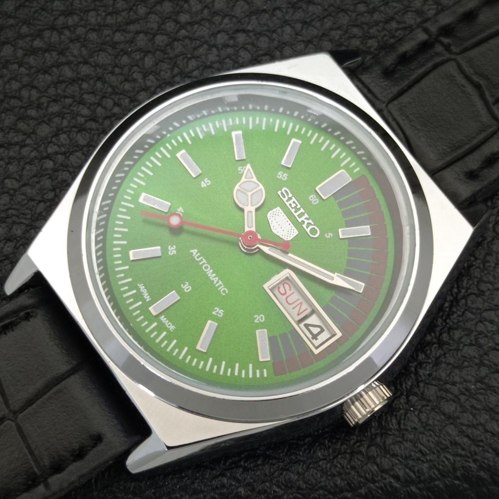 АВТОМАТИЧЕСКИЕ ВИНТАЖНЫЕ ВОССТАНОВЛЕННЫЕ SEIKO 5 6309A ЯПОНИЯ МУЖСКИЕ ЗЕЛЕНЫЕ ЧАСЫ a440888-d