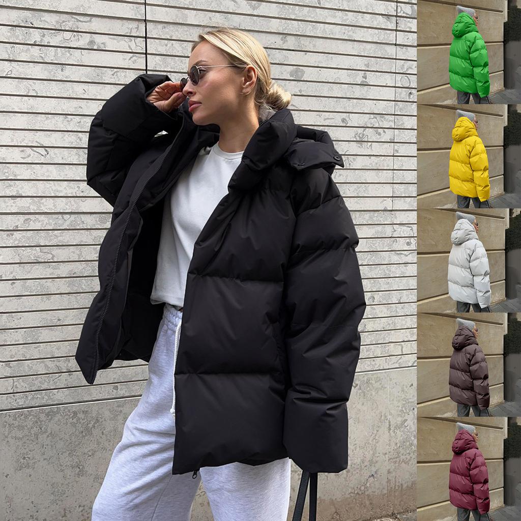 Womens Identical Cotton Jacket Winter Thickened Warm Cotton Long Sleeved Jacket Trendy Short Down Cotton Overcoat