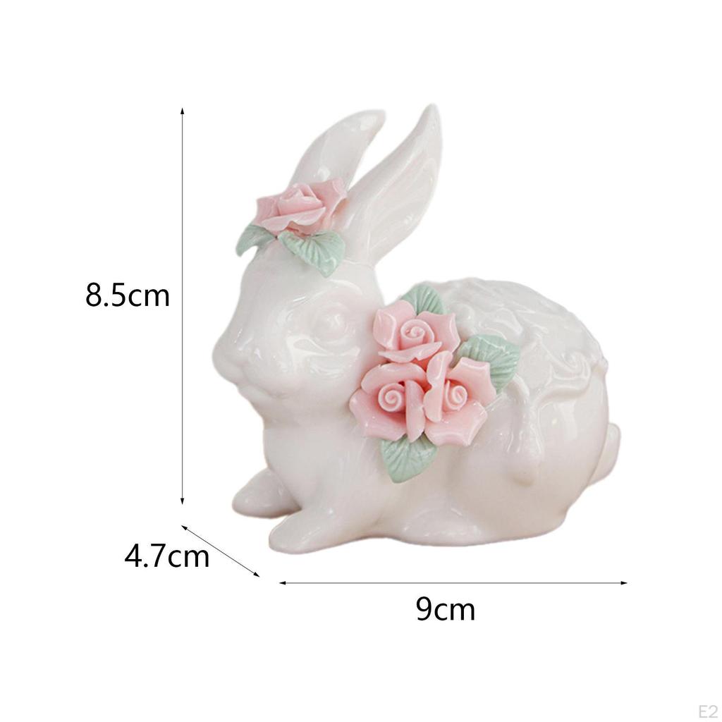 Animal Statue Rabbit Sculpture Ceramic Collectible Bunny Figurine,Desktop Decoration for Living