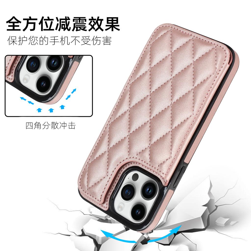 Применимо к чехлу для мобильного телефона Apple iPhone 16, чехол-бумажник Xiaoxiangfeng 17Promax, кожаный чехол с двойной застежкой и бриллиантовым узором 13