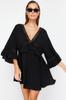 Women's Fashion New Dress Black Mini Woven Ribbon Accessories Beach Dress