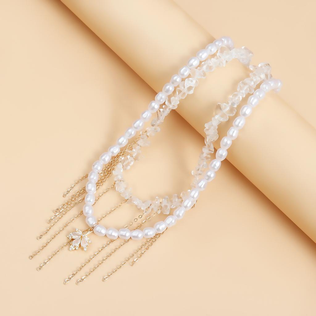 Аксессуары Кристалл Кокосовая кисточка Барочный жемчуг Цепочка на ключицу Натуральный Натуральный камень Ожерелье Женщины