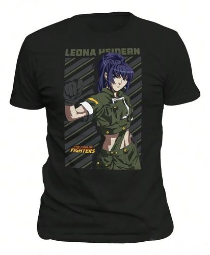 Футболка с Леоной Хайдерн Waifu Аниме The King Of Fighters Waifu Черная Футболка